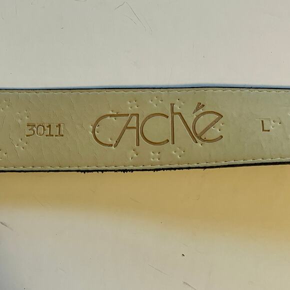 Cache Black Studded Belt Womens Large Sparkly Embellished Buckle Glitter - Picture 3 of 7